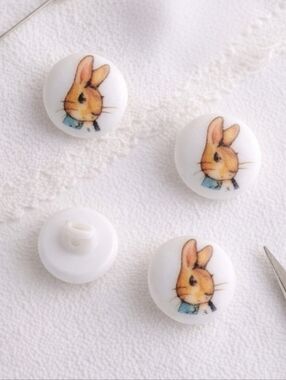 Vintage Beatrix Potter Peter Rabbit Buttons Lot of 4 Blue Coat 5/8" Shank
